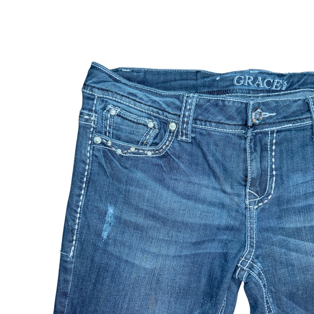 GRACE in LA Women's Size 30 Easy Fit Bootcut Cross Embellished Jeans 27" Inseam - Picture 6 of 16